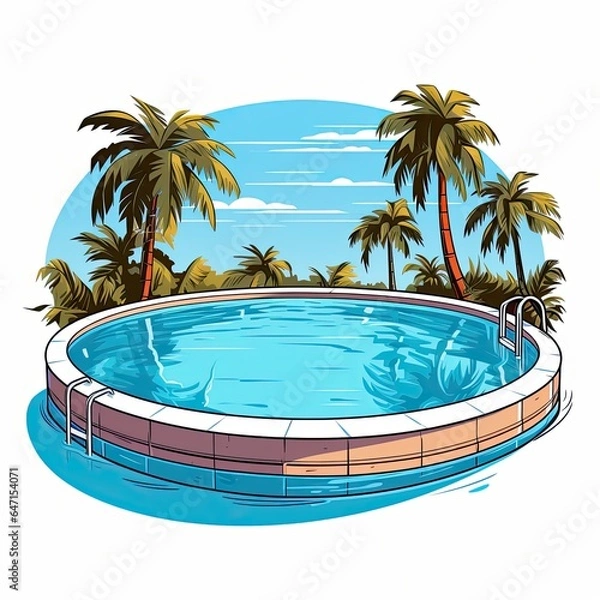 Obraz Cute Swimming Pool with cartoon style isolated on a white background