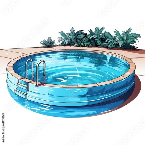 Obraz Cute Swimming Pool with cartoon style isolated on a white background