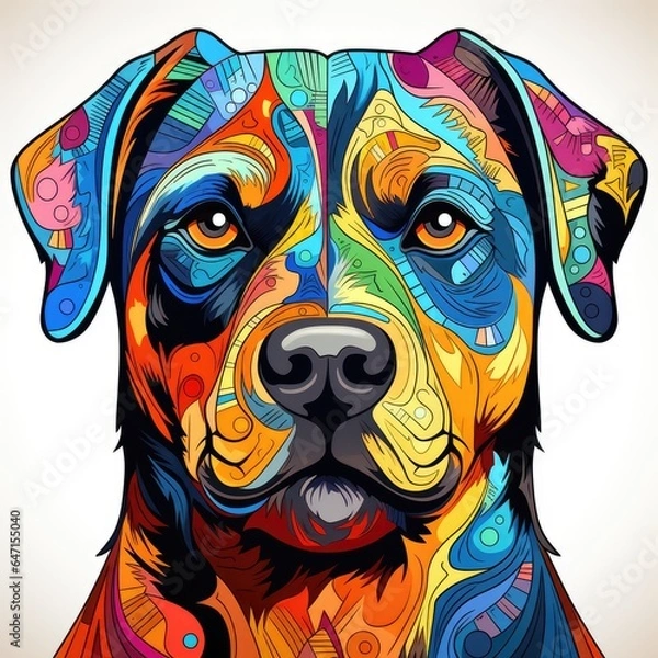 Obraz Colorful Dog with cartoon style isolated on a white background