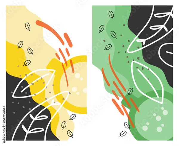 Fototapeta Doodle Coffee Banner. Hand drawn illustrations. Abstract elements backgrounds