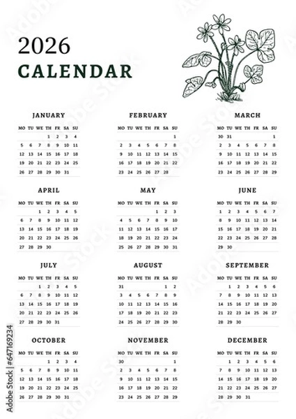 Fototapeta Calendar 2026