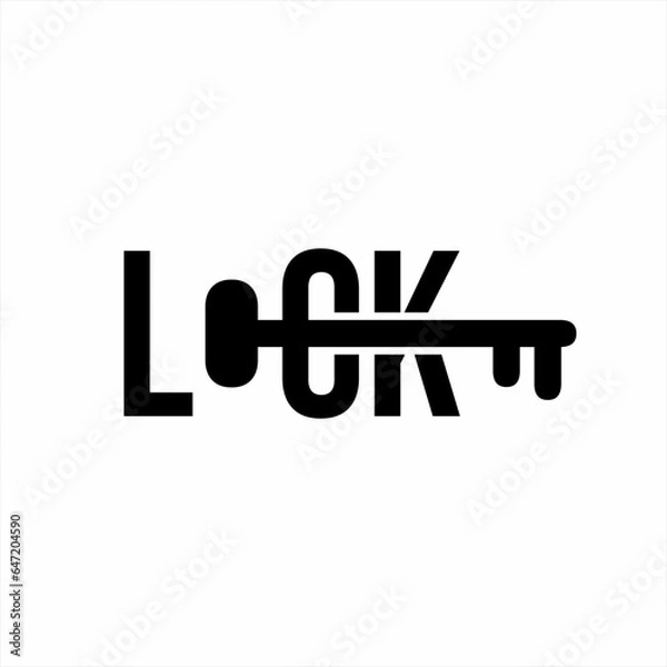 Fototapeta Lock vector logo with key illustration.