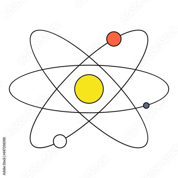 Obraz Nuclear structure simple element flat vector collection illustration chemistry science technology atom neuron proton molecule