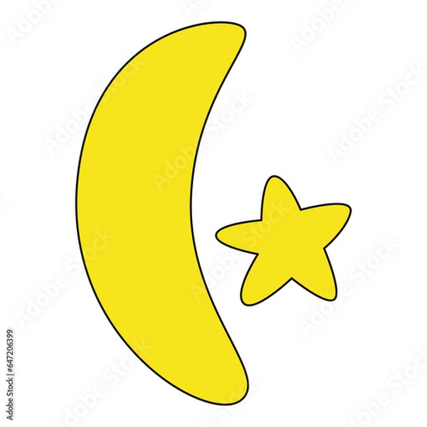 Obraz Moon and star simple element flat vector collection illustration space cosmic astronaut theme sky night light