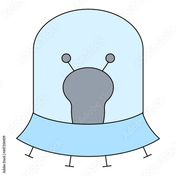 Obraz UFO simple element flat vector collection illustration space cosmic astronaut theme spaceship