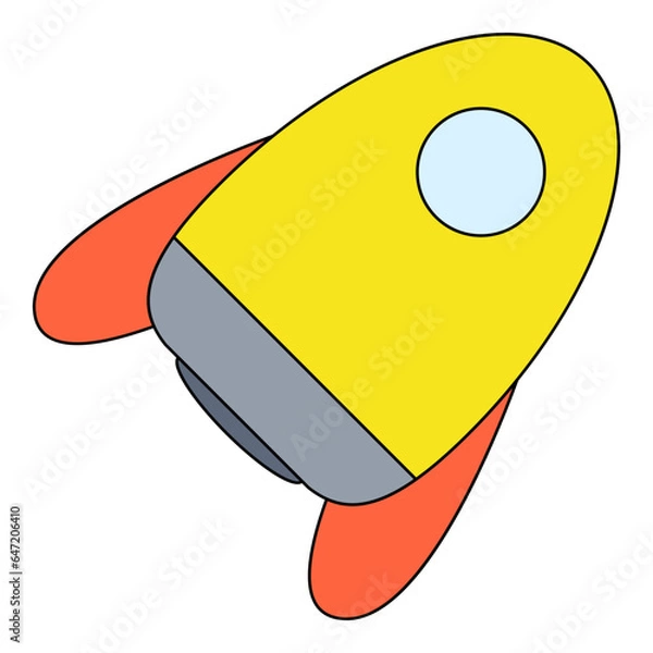 Fototapeta Rocket simple element flat vector collection illustration space cosmic astronaut theme spaceship