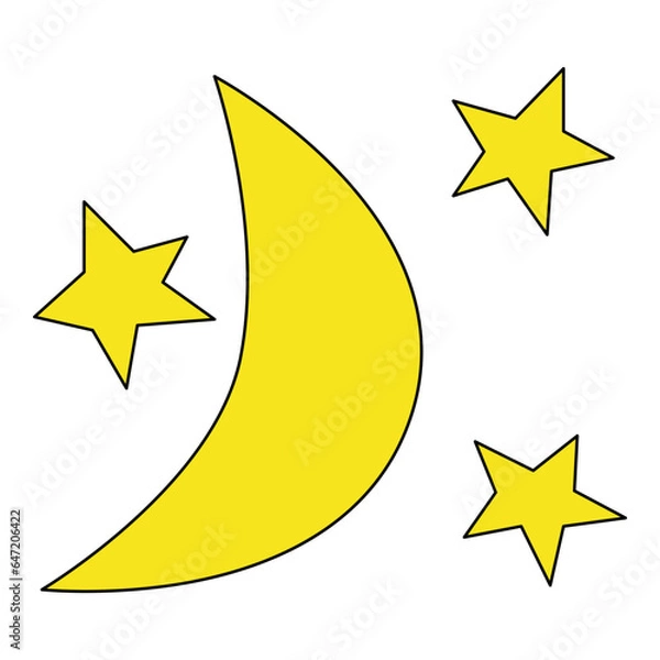 Obraz Moon and stars simple element flat vector collection illustration space cosmic astronaut theme sky night light