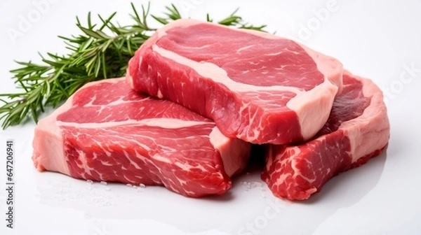 Fototapeta raw meat on a white background