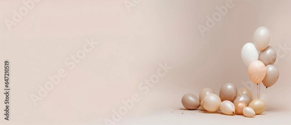 Fototapeta neutral background with offset bunch of balloons and copy space