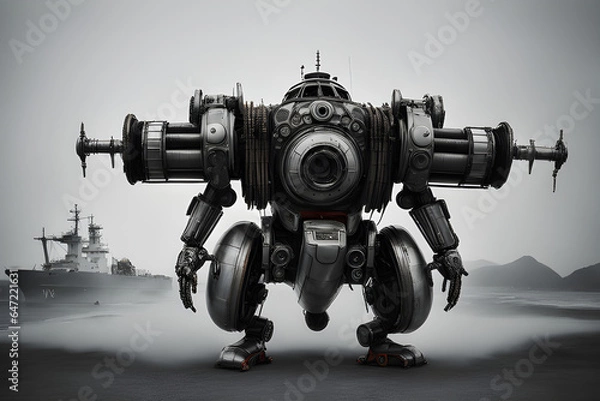 Fototapeta Draw a cute battle robot.
Generative AI