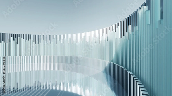 Obraz Abstract architectural background, vertical geometric shapes, sun reflection.