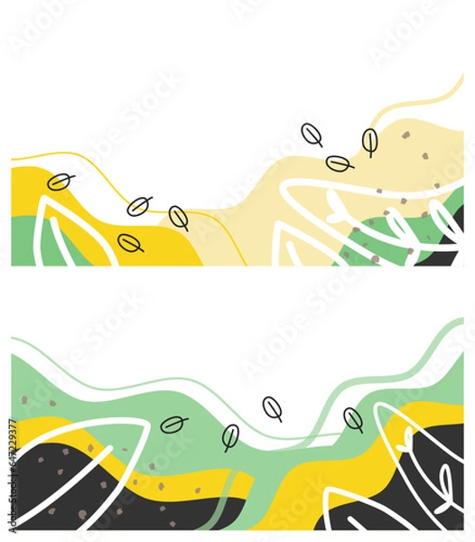 Fototapeta Doodle Floral Banner. Hand drawn illustrations. Abstract elements backgrounds