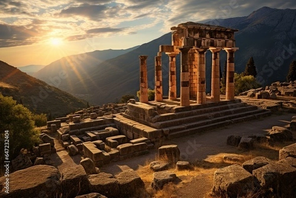 Obraz Temple of Athena in ancient Delphi. Generative AI