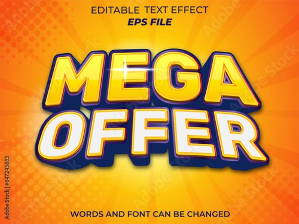 Fototapeta mega over editable text effect 3d font style. vector template