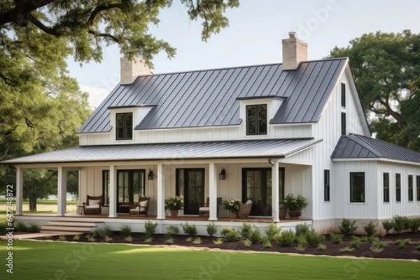 Obraz Modern farmhouse exterior with fresh paint