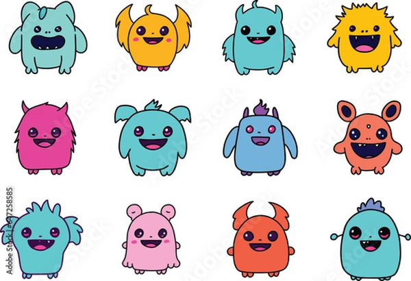 Obraz Vector Illustration Set Cute Monster Simple