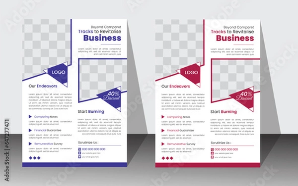 Fototapeta Minimalist corporate modern Business flyer design template for your project. Vector illustration with two colors. Flyer, Business Flyer.
