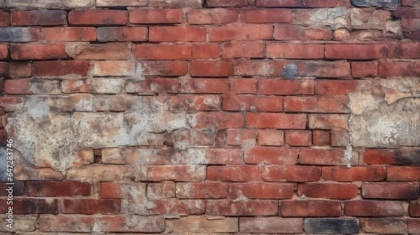 Fototapeta Old red brick wall background, abstract texture pattern backdrop