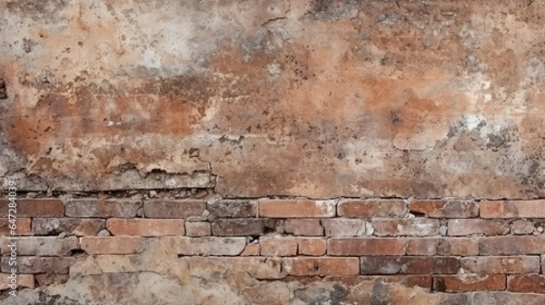 Fototapeta Old red brick wall background, abstract texture pattern backdrop