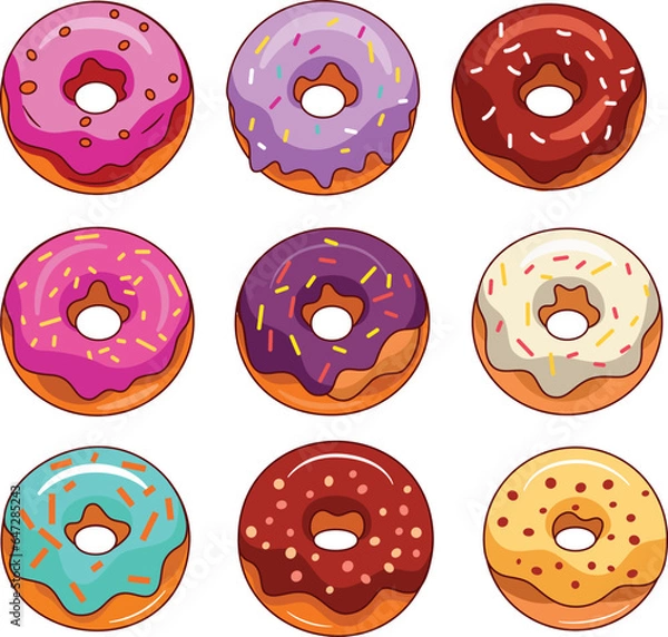 Obraz Vector Illustration Set Donuts