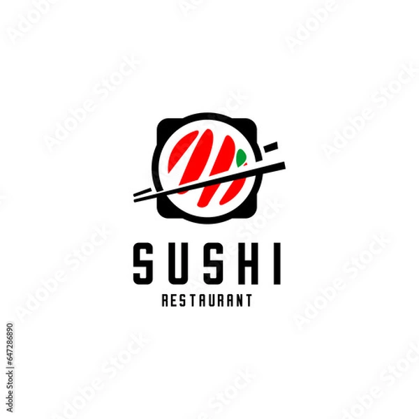 Fototapeta vector logo for sushi restaurant and stick