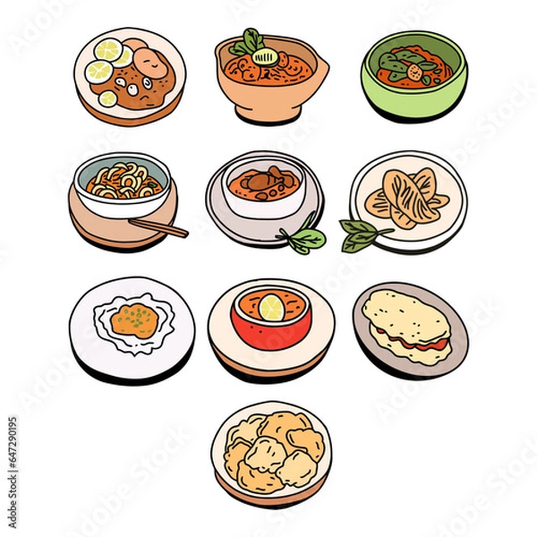 Obraz Vector Illustration Set Food Simple