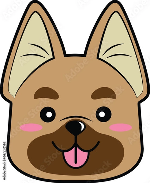 Fototapeta cute element or icon of happy puppy german shepherd face vector illustration