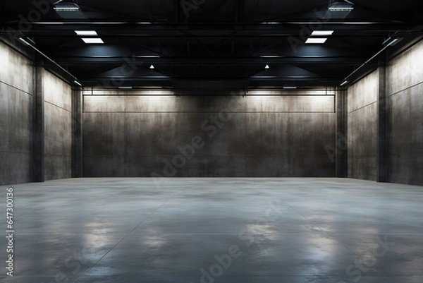 Fototapeta empty warehouse, generative ai 