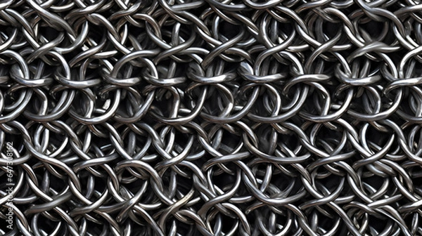 Obraz Seamless Tile - Chainmail Chain Mail Armor, Macro, Repeating - Generative AI