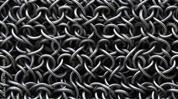 Obraz Seamless Tile - Chainmail Chain Mail Armor, Macro, Repeating - Generative AI