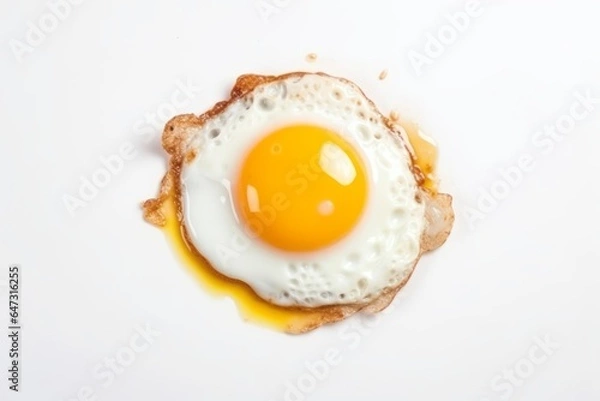 Fototapeta  Fried egg isolated on white background. Generative AI
