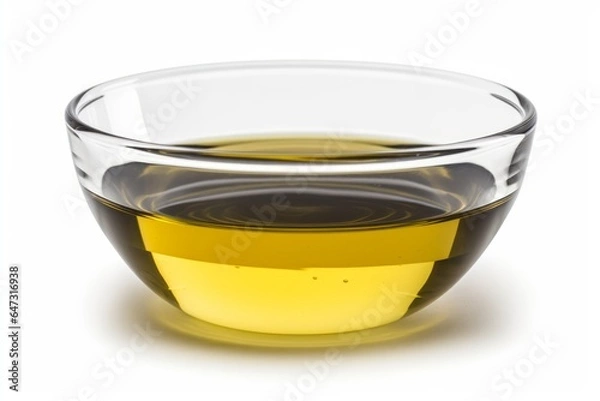 Fototapeta Oil in small bowl isolated on white background. Generative AI