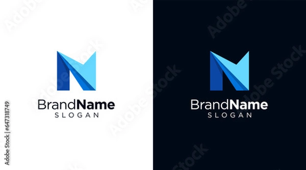 Fototapeta Letter N logo design for various types of businesses and company. colorful, modern, geometric letter N logo