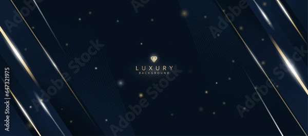 Fototapeta Luxurious dark blue background with sparkling gold and glitter. modern elegant abstract background