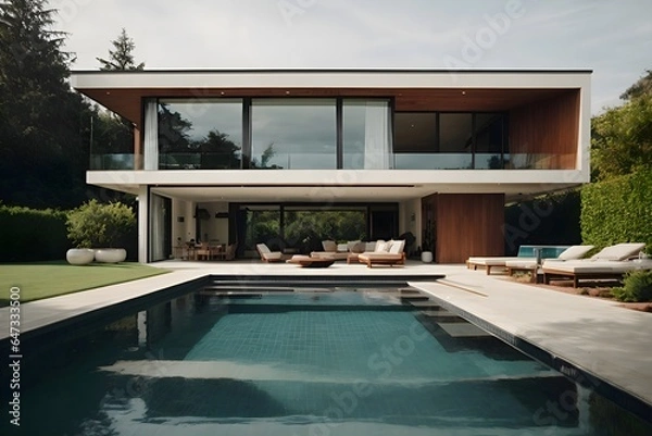 Obraz luxury home with garden and pool
