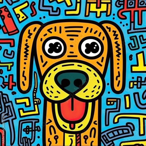 Obraz RSmiling Dog Pattern Background Generative AI 