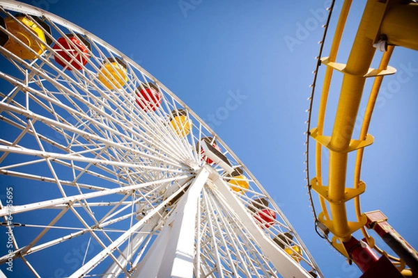 Obraz Ferris Wheel and Roller Coaster