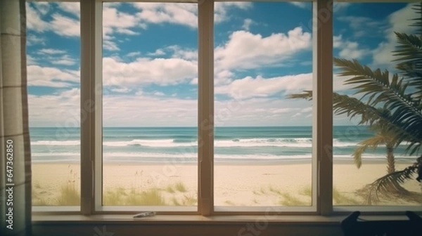 Fototapeta beach view background. the view from the window with a beautiful beach