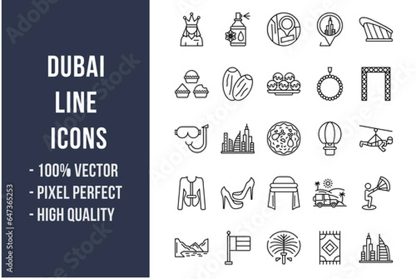 Obraz Dubai Line Icons