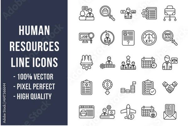 Fototapeta Human Resources Line Icons