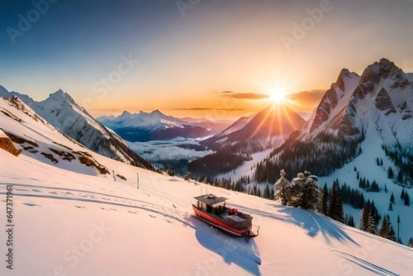 Obraz sunset in the mountains