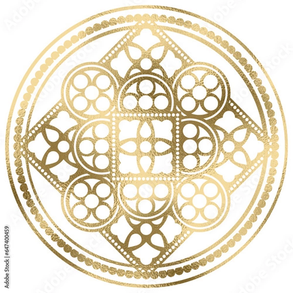 Fototapeta Rosette, Mandala in gold, transparenter Hitergrund
