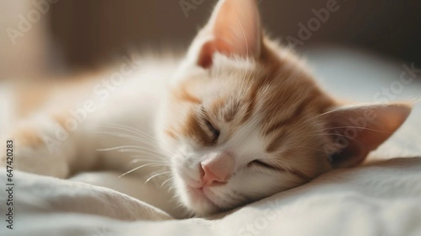Obraz adorable kitten sleeping on a bed