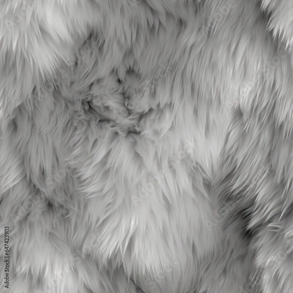 Fototapeta Grey Fur Creative Abstract Photorealistic Texture. Screen Wallpaper. Digiral Art. Abstract Bright Surface Square Background. Ai Generated Vibrant Texture Pattern.