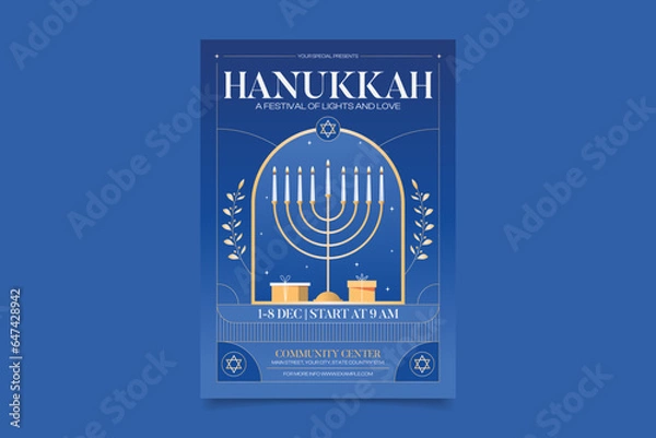Obraz Hanukkah Flyer Template