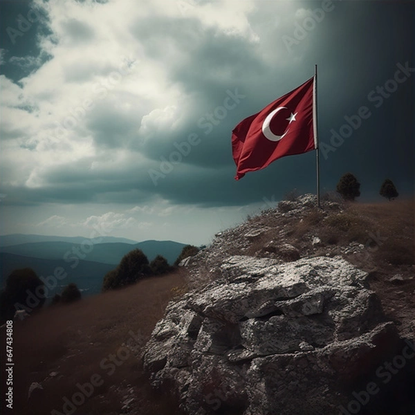 Fototapeta flag of türkiye, this design was generated by an artificial intelligence	