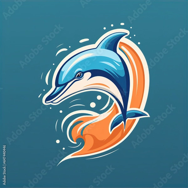 Fototapeta illustration of a dolphin, this design was generated by an artificial intelligence	