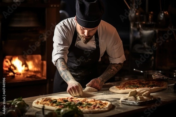 Obraz The chef prepares pizza.