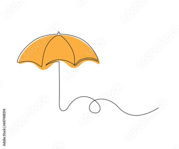 Obraz Umbrella line drawing vector. Hand drawn line icon. Isolated icon. Design linear artwork element. Flat design. one-line object.