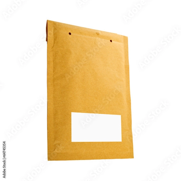 Fototapeta Yellow document envelope on white background